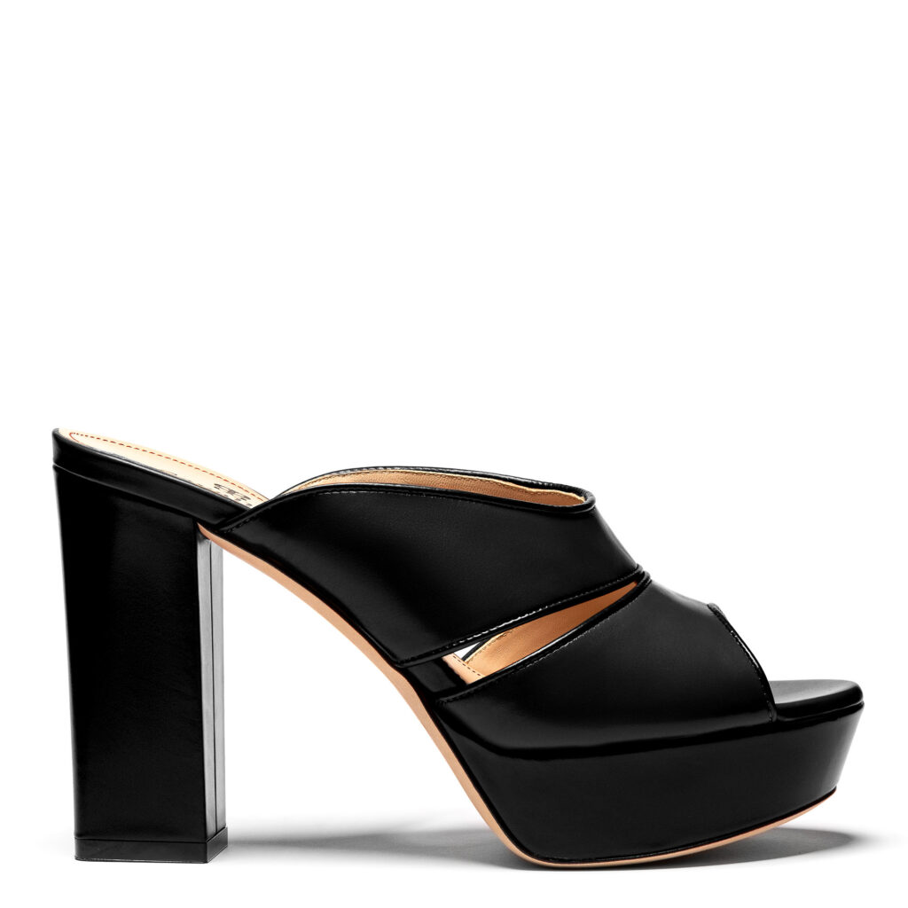 Procida, sandali donna in pelle vitello nero con tacco 10,5 cm - Cavallini