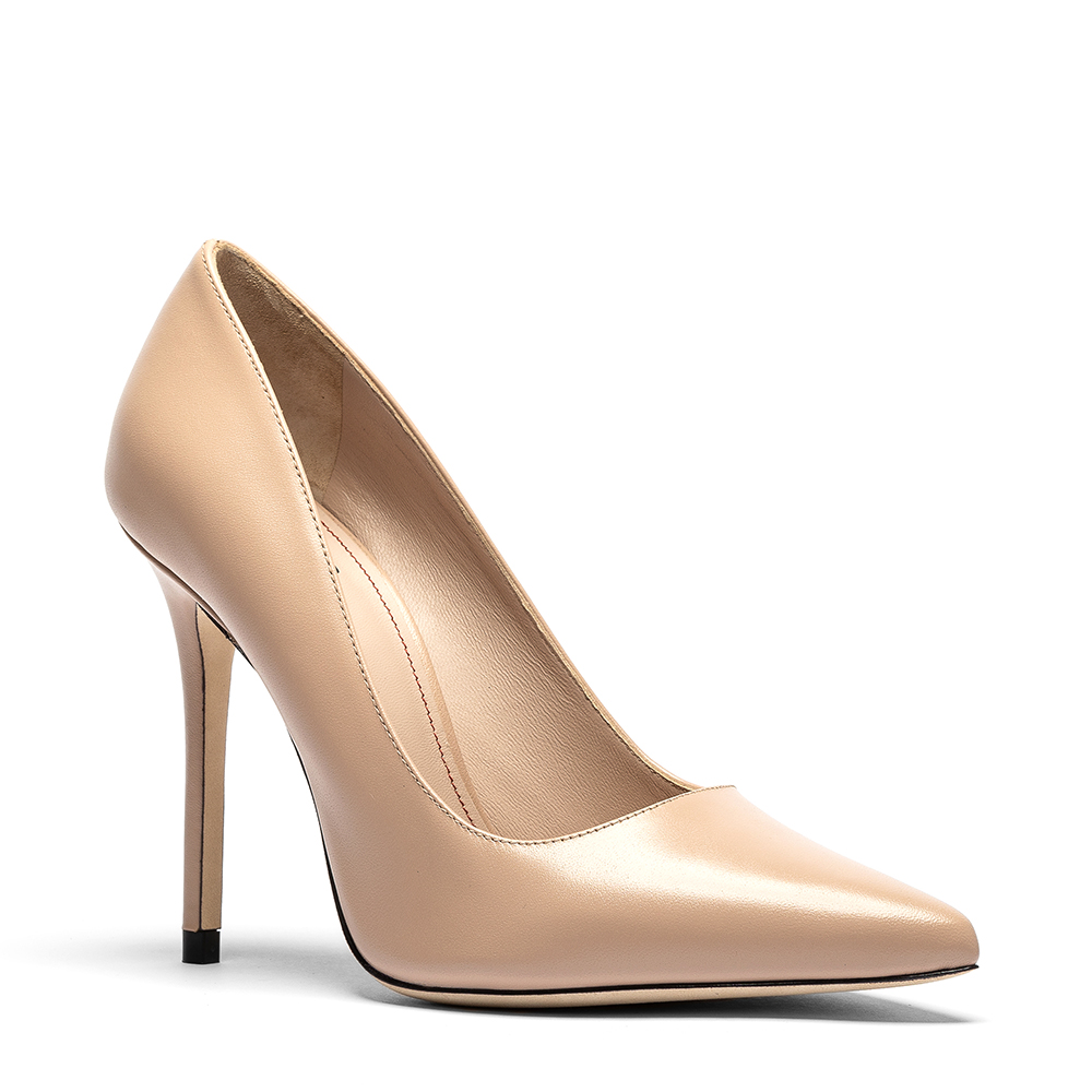 gitana_cipria_2 Scarpa decollete donna in pelle color nude con tacco 10 cm, suola in cuoio pomiciato - Cavallini