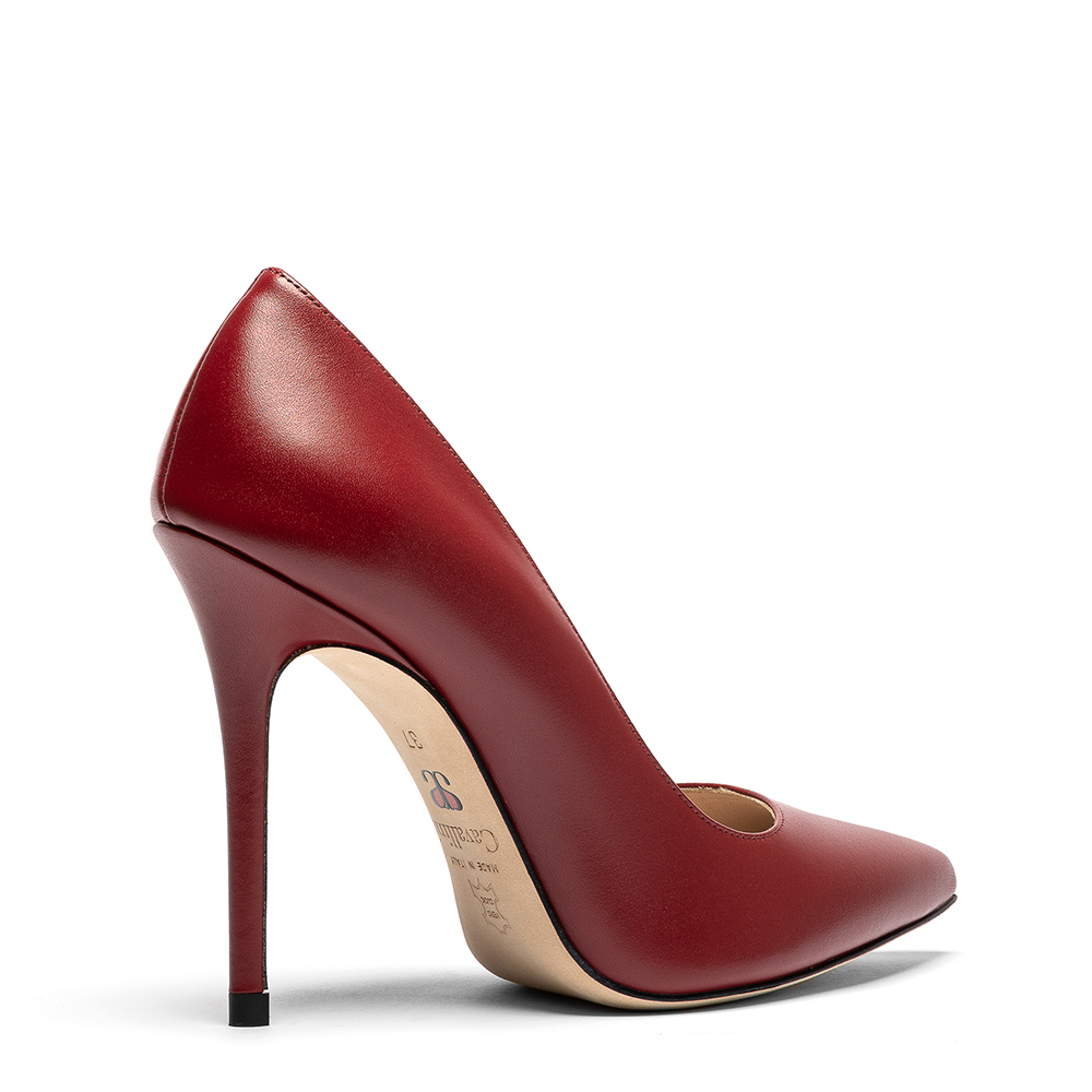gitana_malaga_3 Scarpa decollete donna in pelle rossa con tacco 10 cm, suola in cuoio pomiciato - Cavallini
