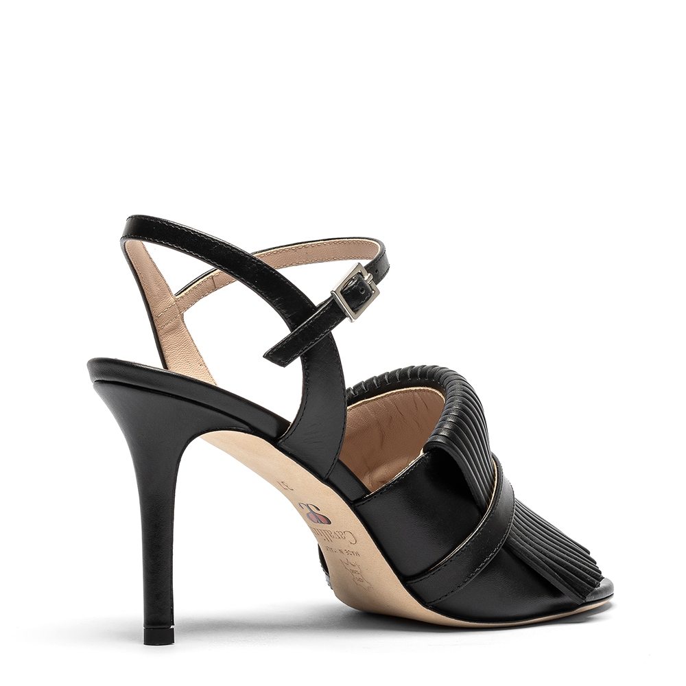 nekkar_nero_3 Nekkar, sandali donna in pelle di vitello nero con tacco 9 cm - Cavallini