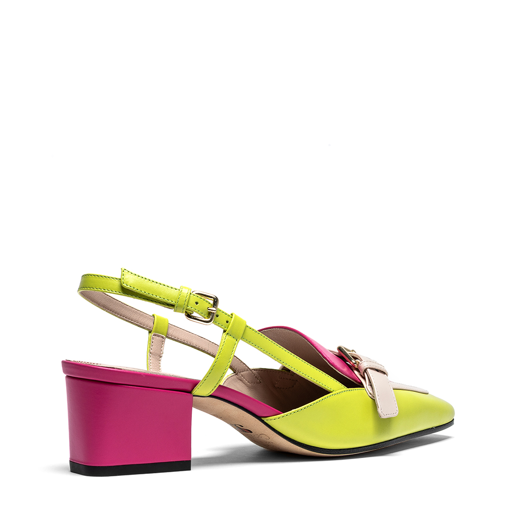 Enri-3 Enri, chanel donna in pelle di vitello lime con tacco 5,5 cm - Cavallini