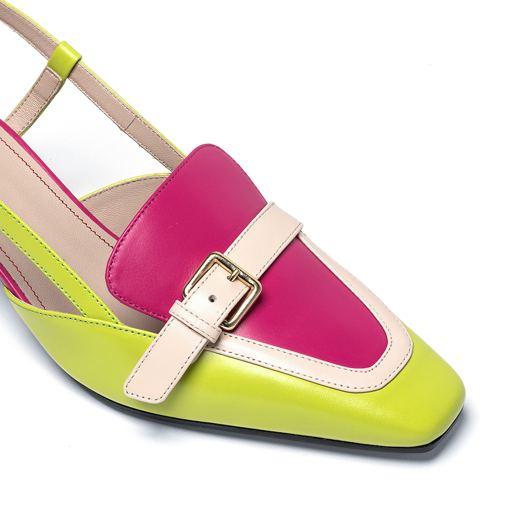 Enri-4 Enri, chanel donna in pelle di vitello lime con tacco 5,5 cm - Cavallini