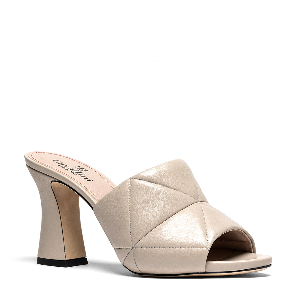 Michi-2 Michi, sandali donna in pelle di nappa beige con tacco 8,5 cm, effetto antiscivolo - Cavallini