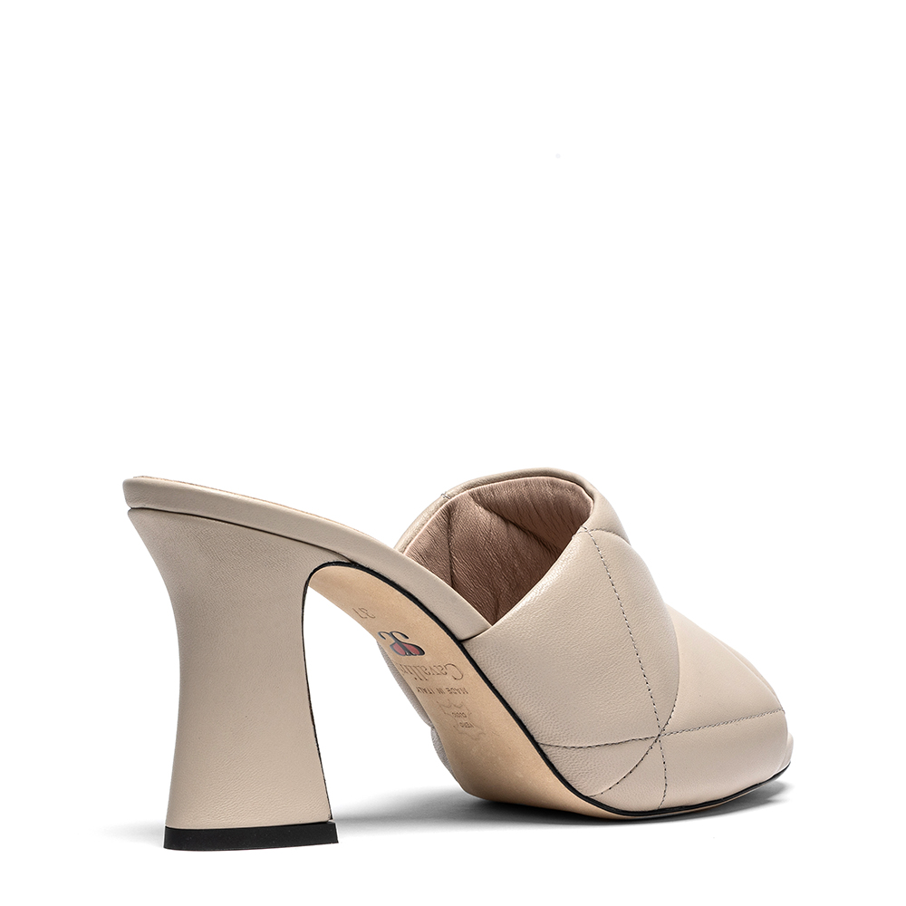 Michi-3 Michi, sandali donna in pelle di nappa beige con tacco 8,5 cm, effetto antiscivolo - Cavallini