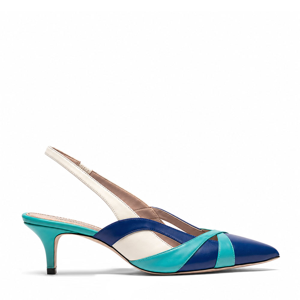 Azzurrite, décolleté donna in pelle di vitello blu con tacco 10,5 cm - Cavallini