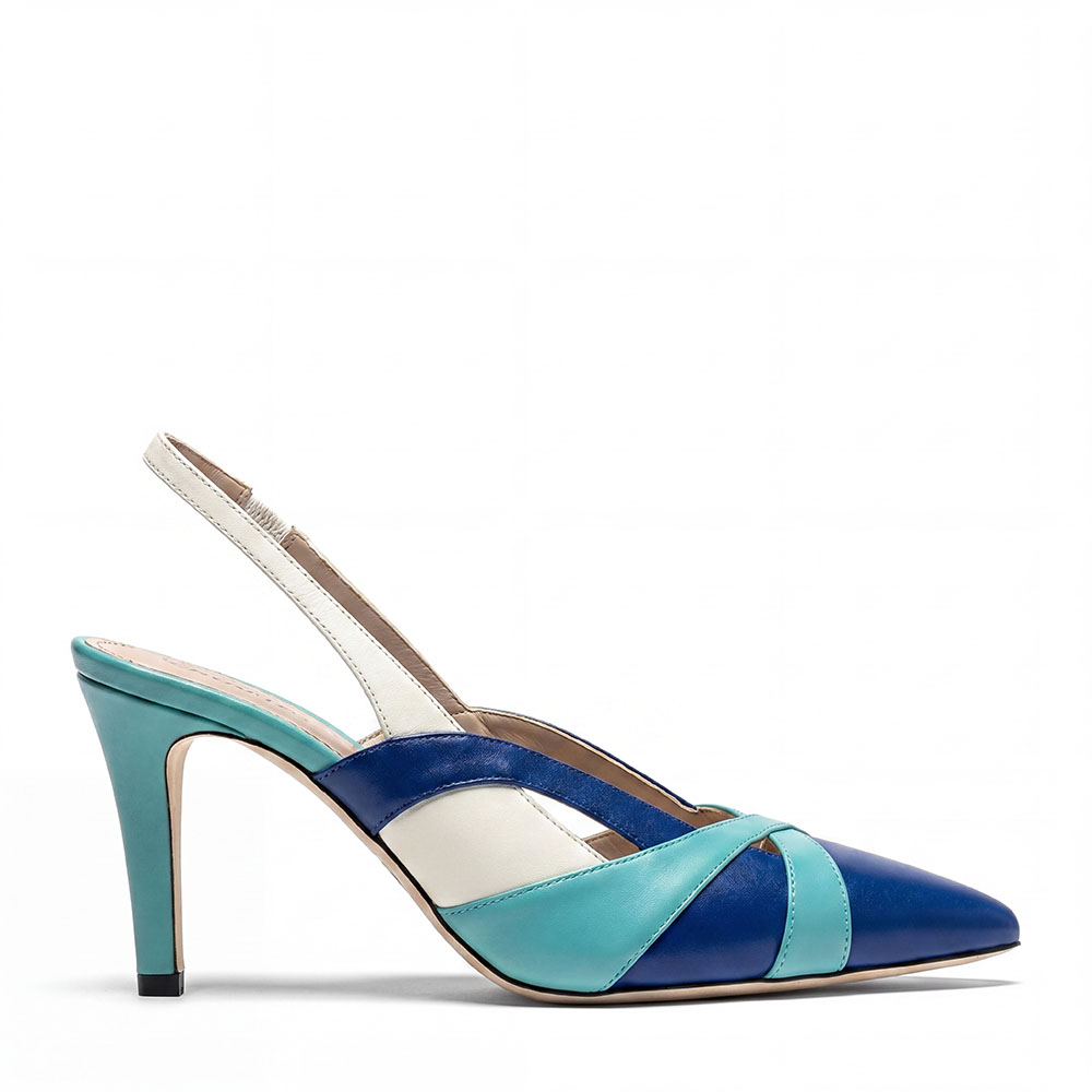 Azzurrite, décolleté donna in pelle di vitello blu con tacco 10,5 cm - Cavallini